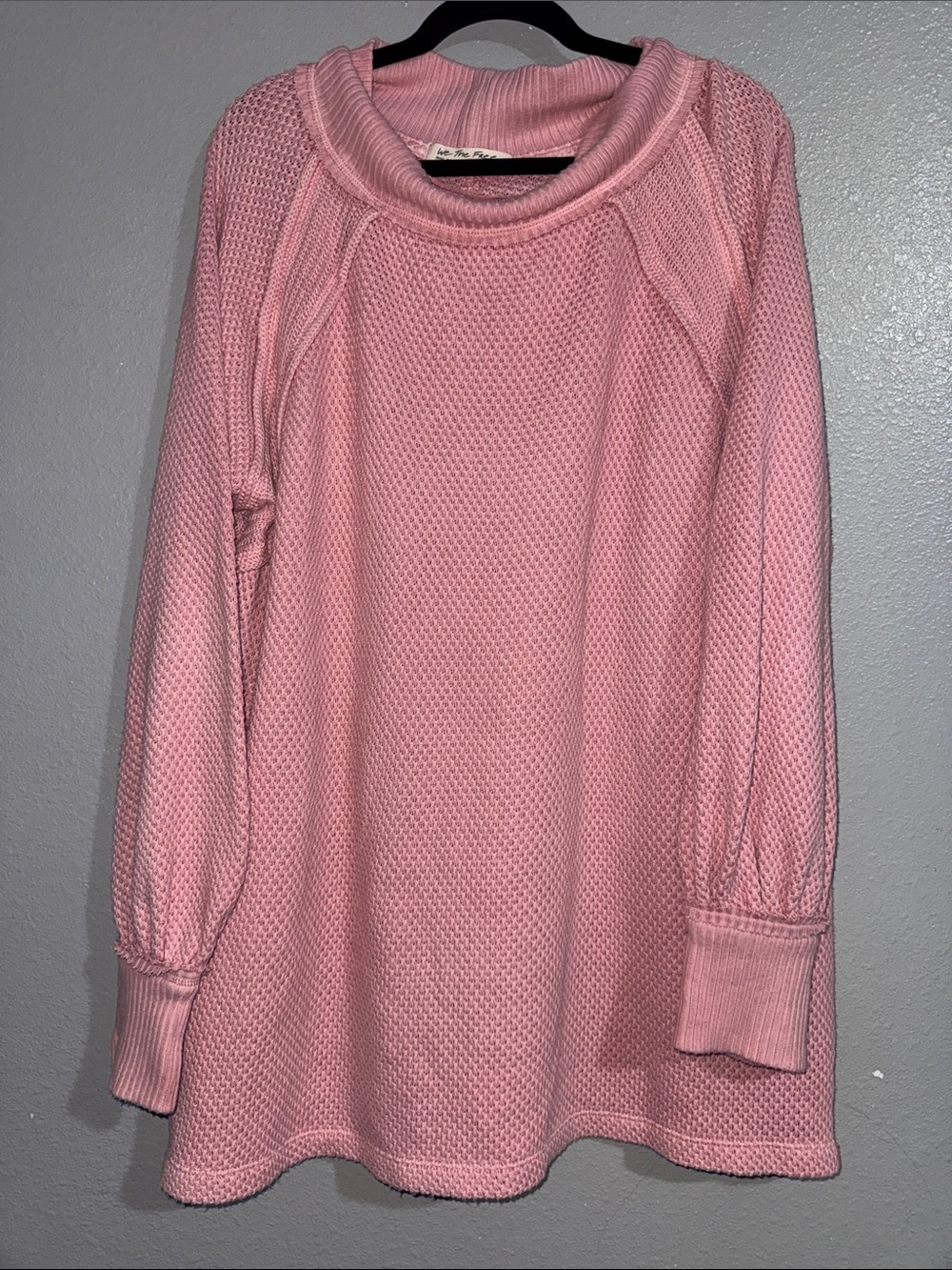 We The Free Blush Pink Cowl Neck Knit Sweater